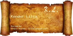 Kender Lilla névjegykártya